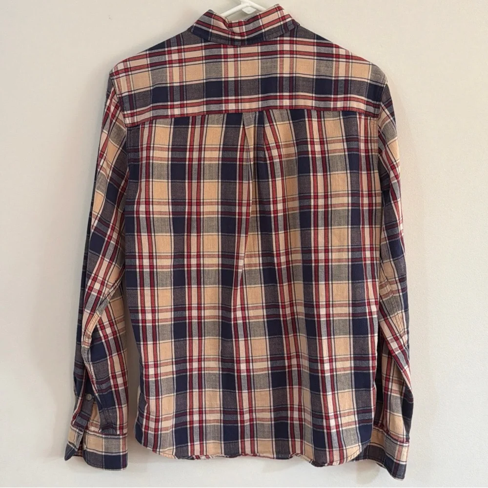 Marine Layer Shirt Mens Small Multicolor Plaid Flannel Cotton Pleated Button Up - Picture 5 of 8